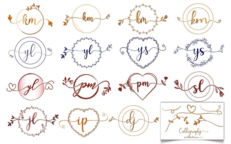 Vetor modelo inicial de coleções de logotipos femininos