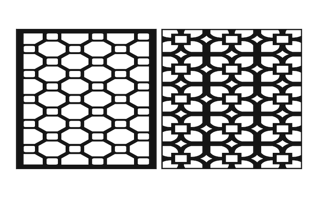 Vetor modelo islâmico decorativo com padrões geométricos e painéis florais para corte a laser cnc