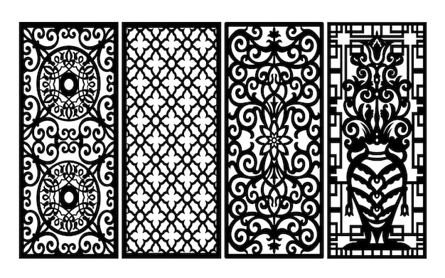 Modelo islâmico decorativo com padrões geométricos e painéis florais para corte a laser e cnc