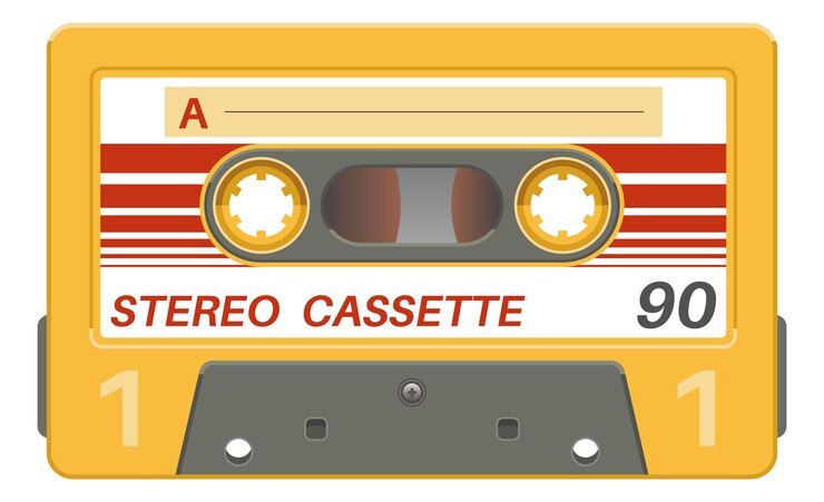 Vetor modelo lateral de cassete estéreo gravação de música analógica