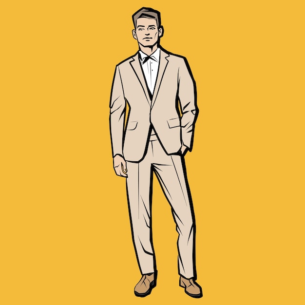 Modelo masculino de moda jovem de terno