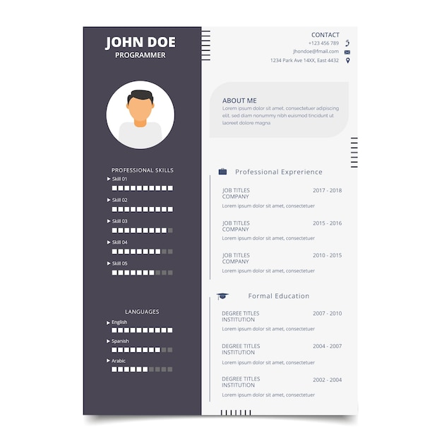 Modelo minimalista cv