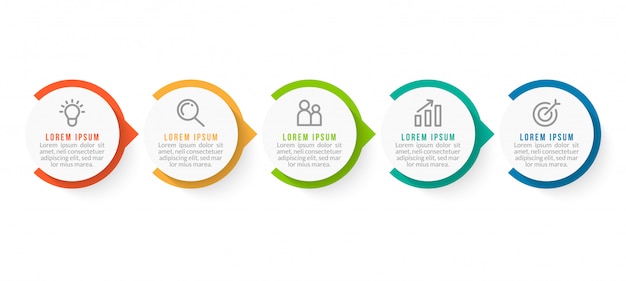 Modelo mínimo de infográficos de negócios com cinco etapas