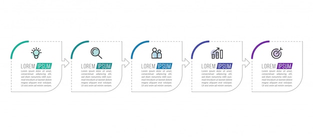 Modelo mínimo de infográficos de negócios. Linha do tempo com 2 etapas, opções e ícones de marketing.