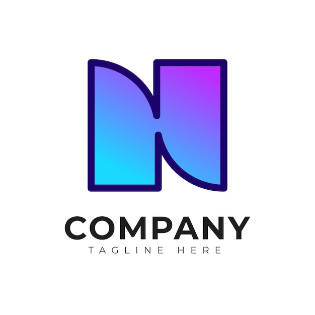 Modelo moderno de design de logotipo de letra inicial n hn e nh