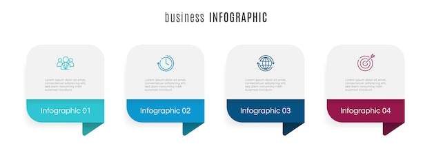 Vetor modelo moderno de infográfico de cronograma 4 etapas