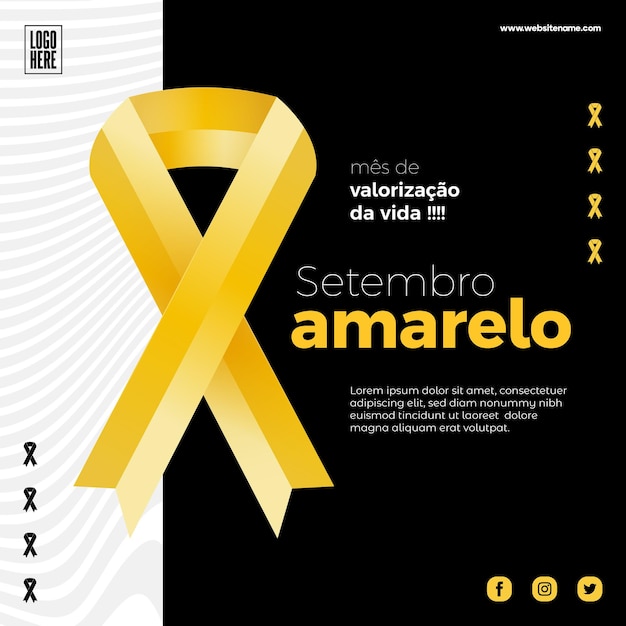 Vetor modelo moderno de mídia social para setembro amarelo