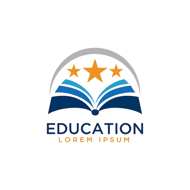 Modelo moderno de vetor moderno de design de logotipo de educação de livro e estrela