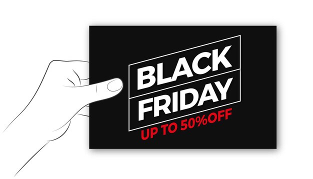 Vetor modelo para black friday com desenho de anúncio de promoção de captura de mão