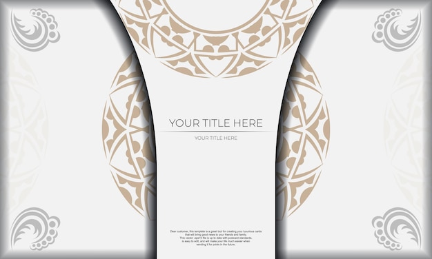 Modelo para design de impressão de cartão postal com padrões gregos modelo branco com ornamentos e lugar para seu logotipo e texto