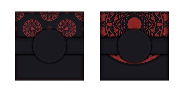 Modelo para imprimir design cartão postal cores pretas com ornamentos gregos. vector prepare seu cartão de convite com um lugar para seus padrões de texto e luxo.