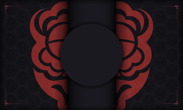 Modelo para imprimir o fundo do projeto com padrões luxuosos. banner de vetor preto com ornamentos maori e lugar para o seu texto e logotipo.