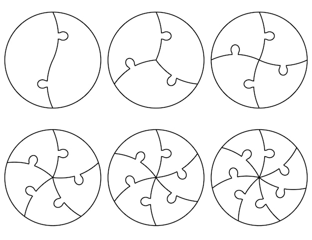 Modelo para infográficos um círculo dividido em setores por elementos de quebra-cabeça vetor definido quebra-cabeças redondos para infográficos