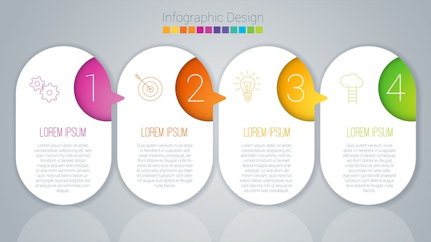 Modelo passo a passo de infográficos de cores do arco-íris.