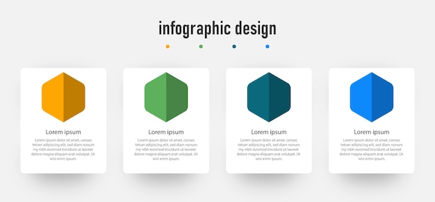 Modelo profissional elegante de design infográfico com vetor premium de 4 etapas