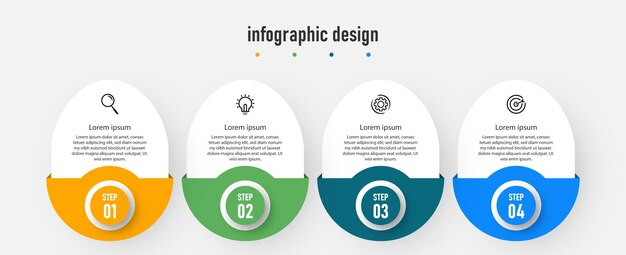 Modelo profissional elegante de design infográfico com vetor premium de 4 etapas