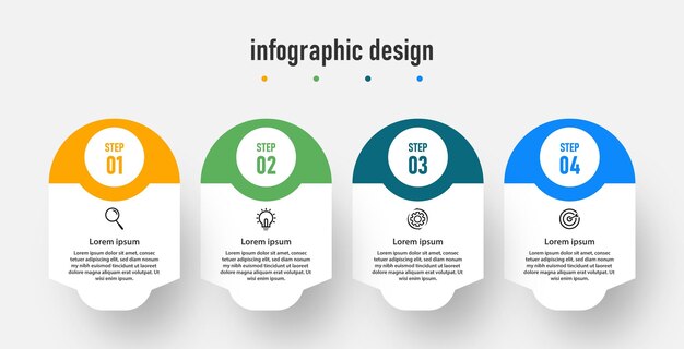 Modelo profissional elegante de design infográfico com vetor Premium de 4 etapas