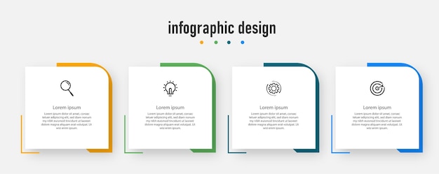 Modelo profissional elegante de design infográfico com vetor premium de 4 etapas