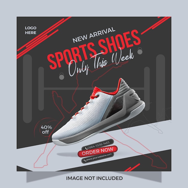 Modelo quadrado de postagem de instagram de mídia social de calçados esportivos