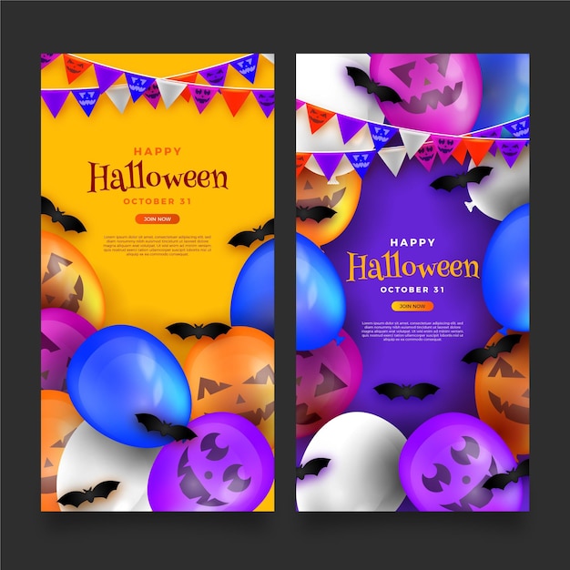 Vetor modelo realista de banners de halloween