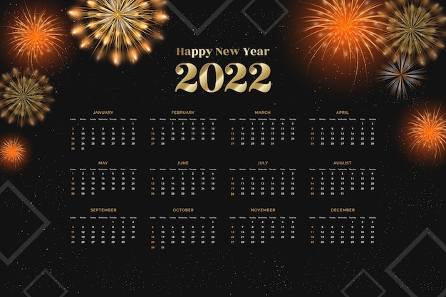 Vetor modelo realista de calendário 2022