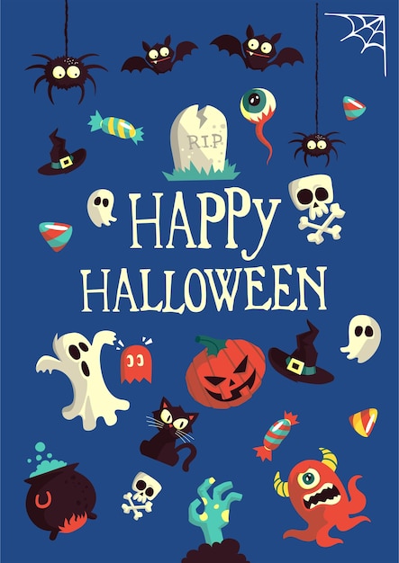 Modelo realista de convite para uma festa de Halloween um cartaz de capa de livro feliz Halloween noite abóbora
