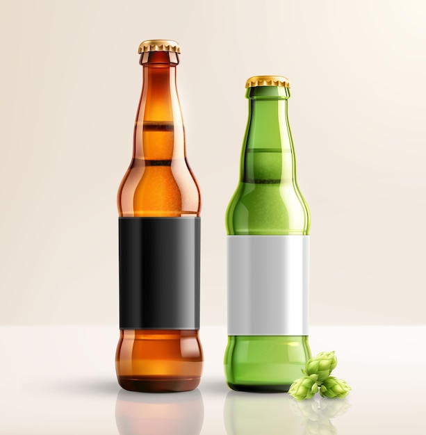 Modelo realista de garrafas de cerveja