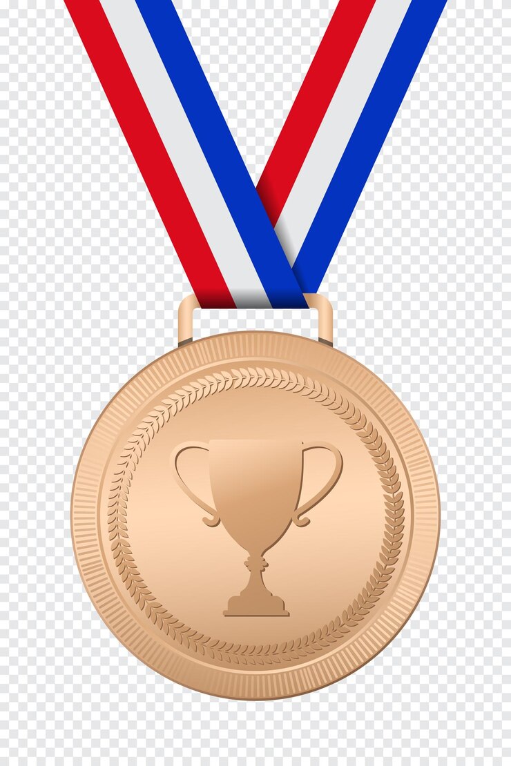 Vetor modelo realista de medalha de bronze medalha de bronze com fita desenho vencedor medalha de bronze prêmio medalha de prêmio vencedor ilustração vetorial