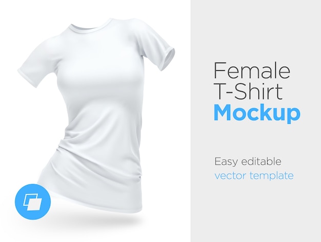 Vetor modelo realista em branco mulher t-shirt roupa de algodão.