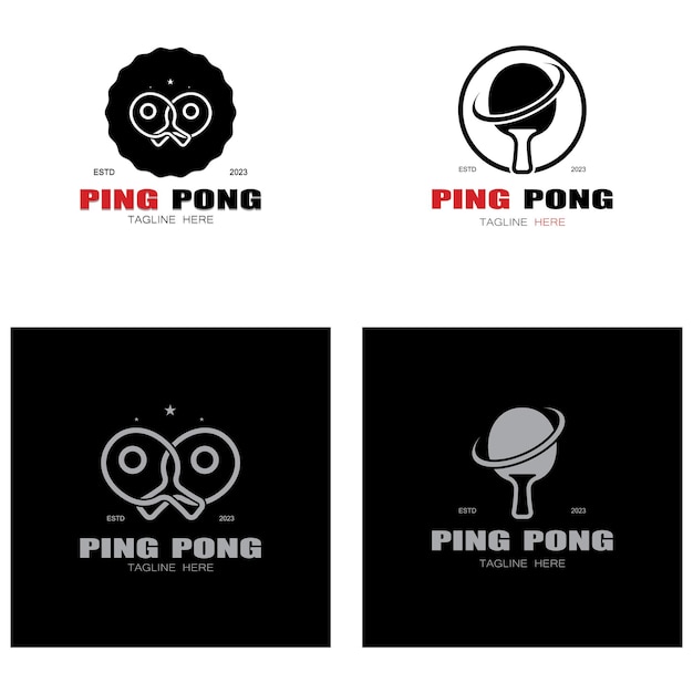 Modelo simples de logotipo de tênis de mesa ping pong jogos esportivos clubes torneios e campeonatos