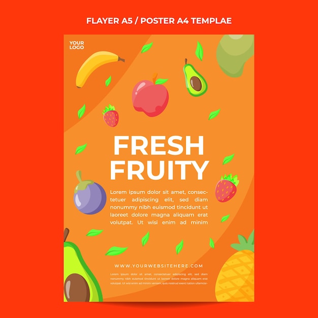 Modelo simples de pôster de frutas frescas