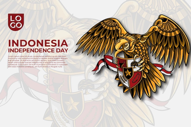 Vetor modelo simples do dia da independência da indonésia com estilo moderno de arte garuda pancasila