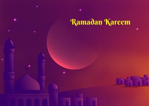 Vetor modelo social ramadan kareem na cor roxa