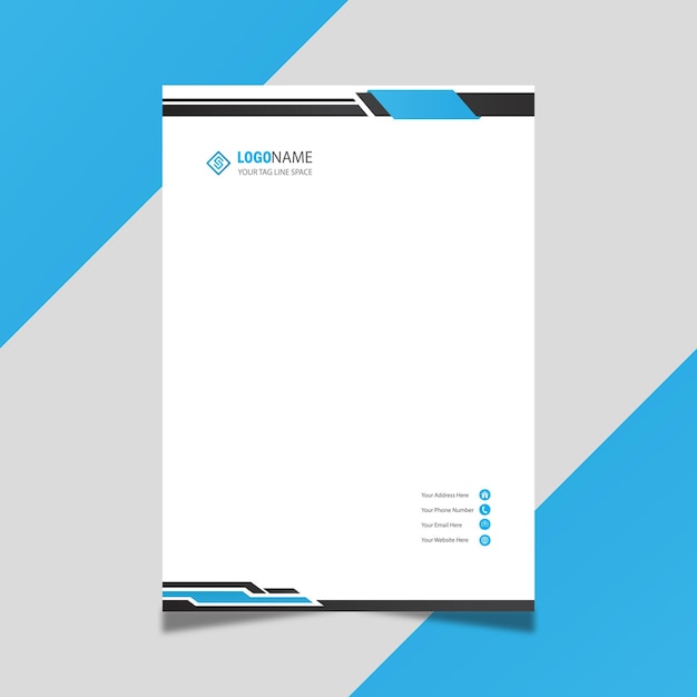 Modelo sofisticado de papel de carta corporativa azul A4