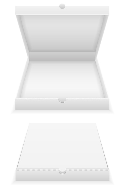 Vetor modelo vazio de caixa de pizza em papelão em branco