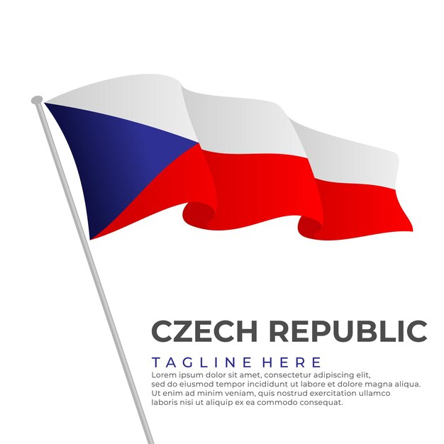 Modelo vetor design moderno da bandeira da República Tcheca