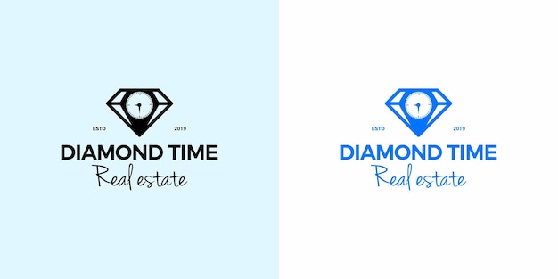 Vetor modelo vetor logotipo imobiliário de tempo de diamante