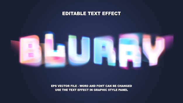Modelo vetorial 3D de efeito de texto desfocado editável