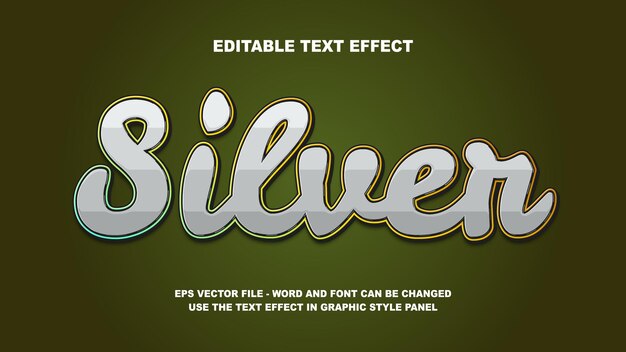 Modelo vetorial 3D de efeito de texto editável Silver Shine