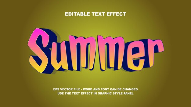 Modelo vetorial 3D de verão com efeito de texto editável