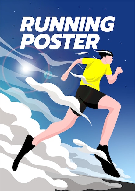 Modelo vetorial de cartaz de corrida plana