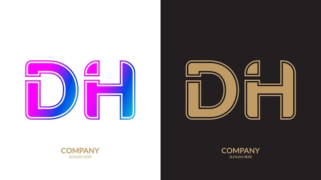 Vetor modelo vetorial de design de letras do logotipo dh