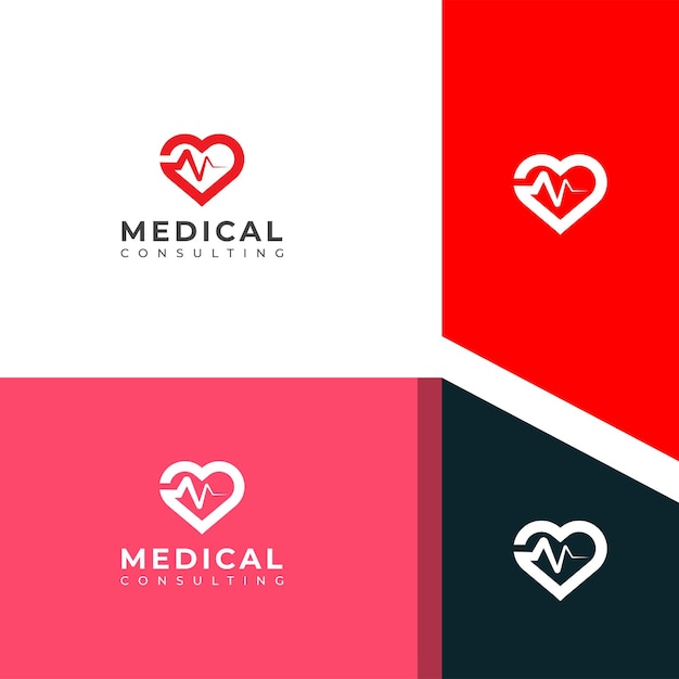 Vetor modelo vetorial de design de logotipo cardíaco médico logotipo do batimento cardíaco