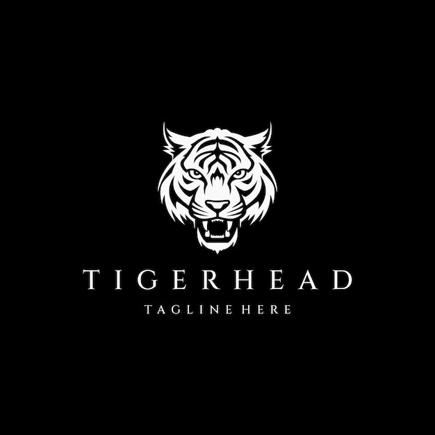 Modelo vetorial de design do logotipo da cabeça de tigre