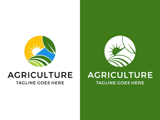 Modelo vetorial de design do logotipo da quinta verde da agricultura