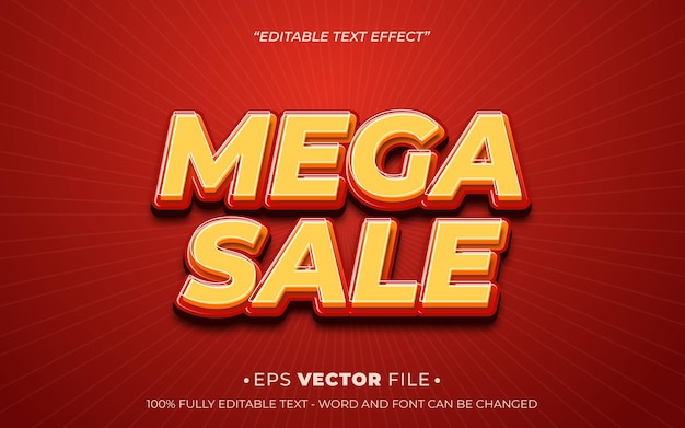 Modelo vetorial de efeito de texto 3D editável de mega venda uso para flyer de marca de negócios e publicidade