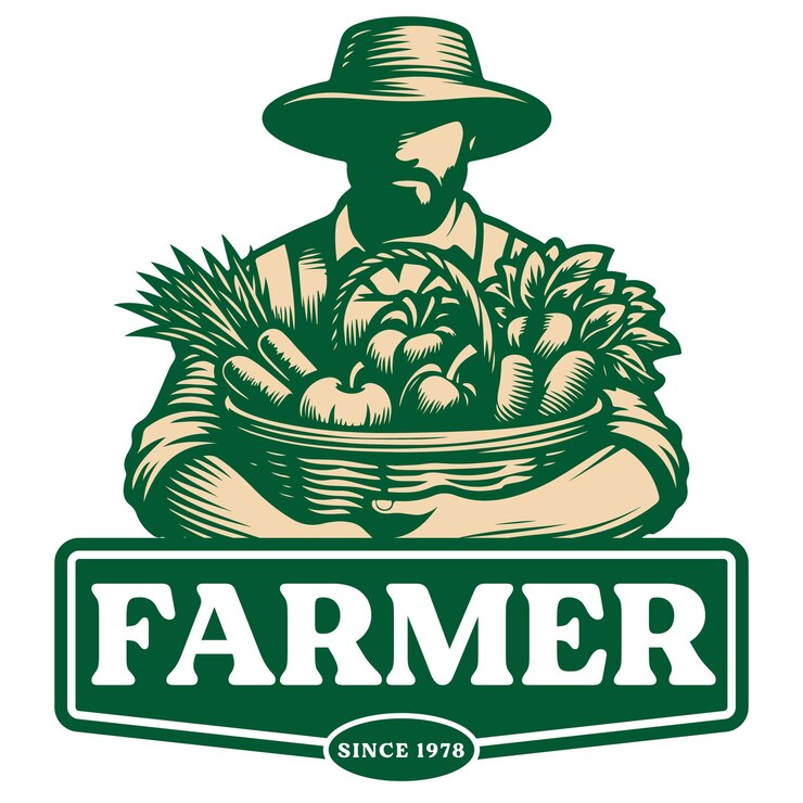 Modelo vetorial de logotipo de fazendeiro vintage