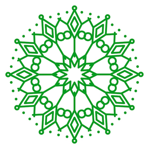 Modelo vetorial de mandala estilo de linha de cor verde