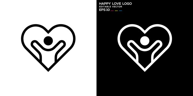 Modelo vetorial de pessoas de amor logotipo afeição romântica cuidados de saúde eps 10