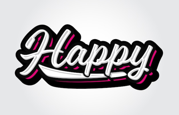 Modelo vetorial de tipografia de letras de mão feliz